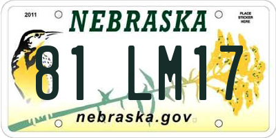 NE license plate 81LM17