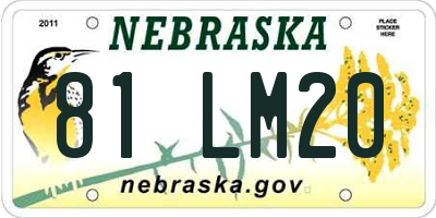 NE license plate 81LM20