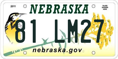 NE license plate 81LM27