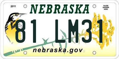 NE license plate 81LM31