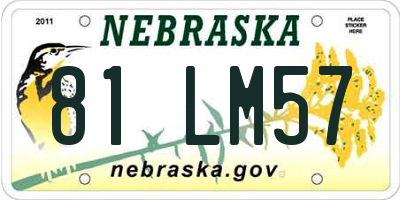 NE license plate 81LM57