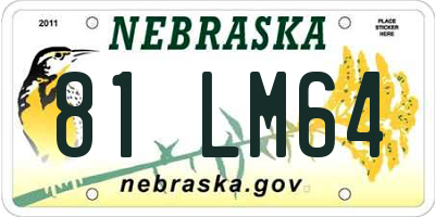 NE license plate 81LM64