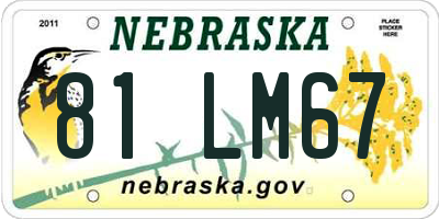 NE license plate 81LM67
