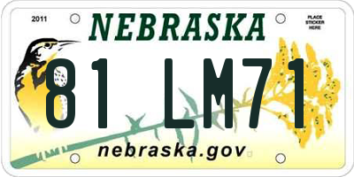 NE license plate 81LM71