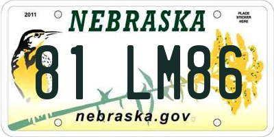 NE license plate 81LM86