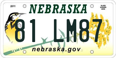 NE license plate 81LM87