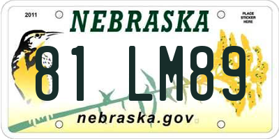NE license plate 81LM89