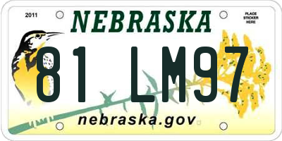 NE license plate 81LM97