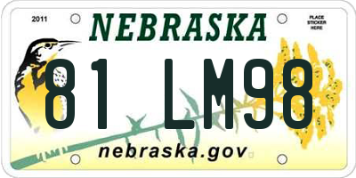NE license plate 81LM98