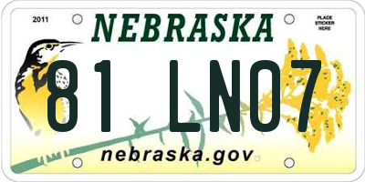 NE license plate 81LN07