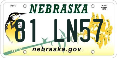 NE license plate 81LN57