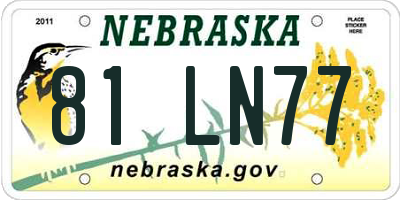 NE license plate 81LN77