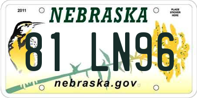 NE license plate 81LN96