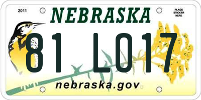 NE license plate 81LO17