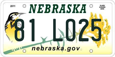 NE license plate 81LO25