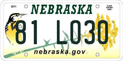 NE license plate 81LO30