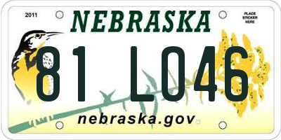 NE license plate 81LO46