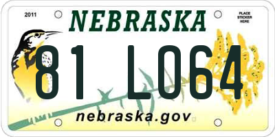 NE license plate 81LO64