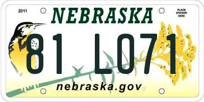 NE license plate 81LO71