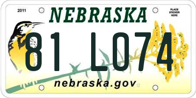 NE license plate 81LO74