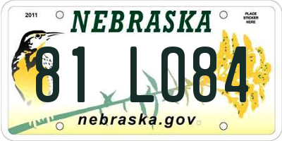 NE license plate 81LO84