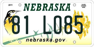 NE license plate 81LO85