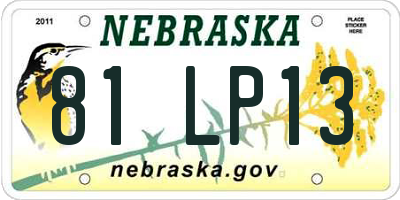 NE license plate 81LP13