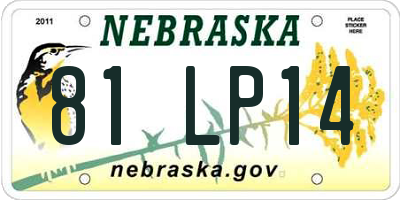 NE license plate 81LP14