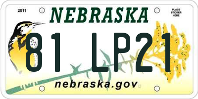 NE license plate 81LP21