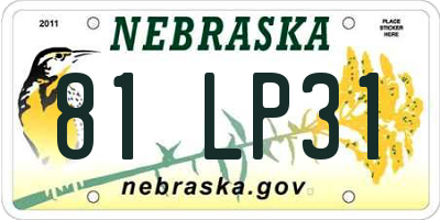 NE license plate 81LP31