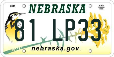 NE license plate 81LP33