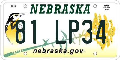 NE license plate 81LP34