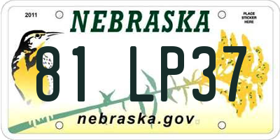 NE license plate 81LP37