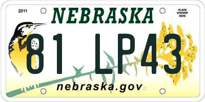 NE license plate 81LP43