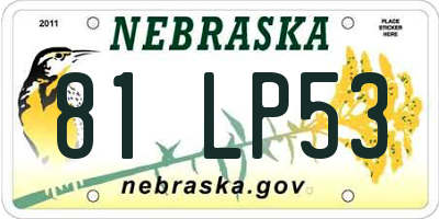 NE license plate 81LP53