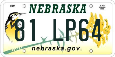 NE license plate 81LP64