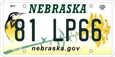 NE license plate 81LP66