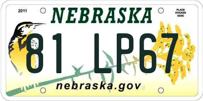 NE license plate 81LP67