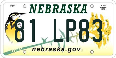 NE license plate 81LP83