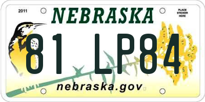 NE license plate 81LP84