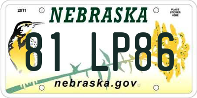 NE license plate 81LP86