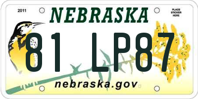 NE license plate 81LP87