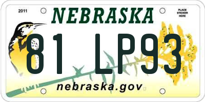 NE license plate 81LP93