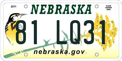 NE license plate 81LQ31