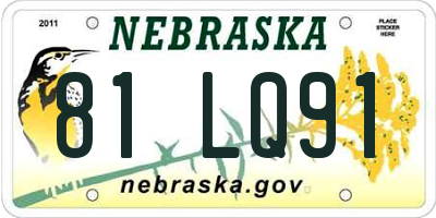 NE license plate 81LQ91