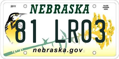 NE license plate 81LR03