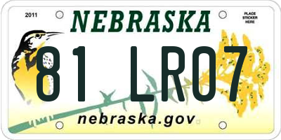 NE license plate 81LR07