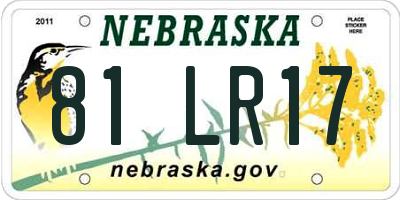 NE license plate 81LR17