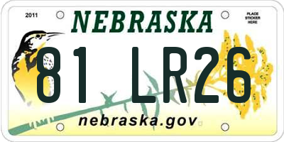 NE license plate 81LR26