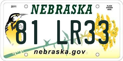 NE license plate 81LR33